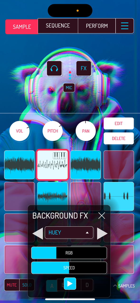Background FX Huey — Phone 화면
