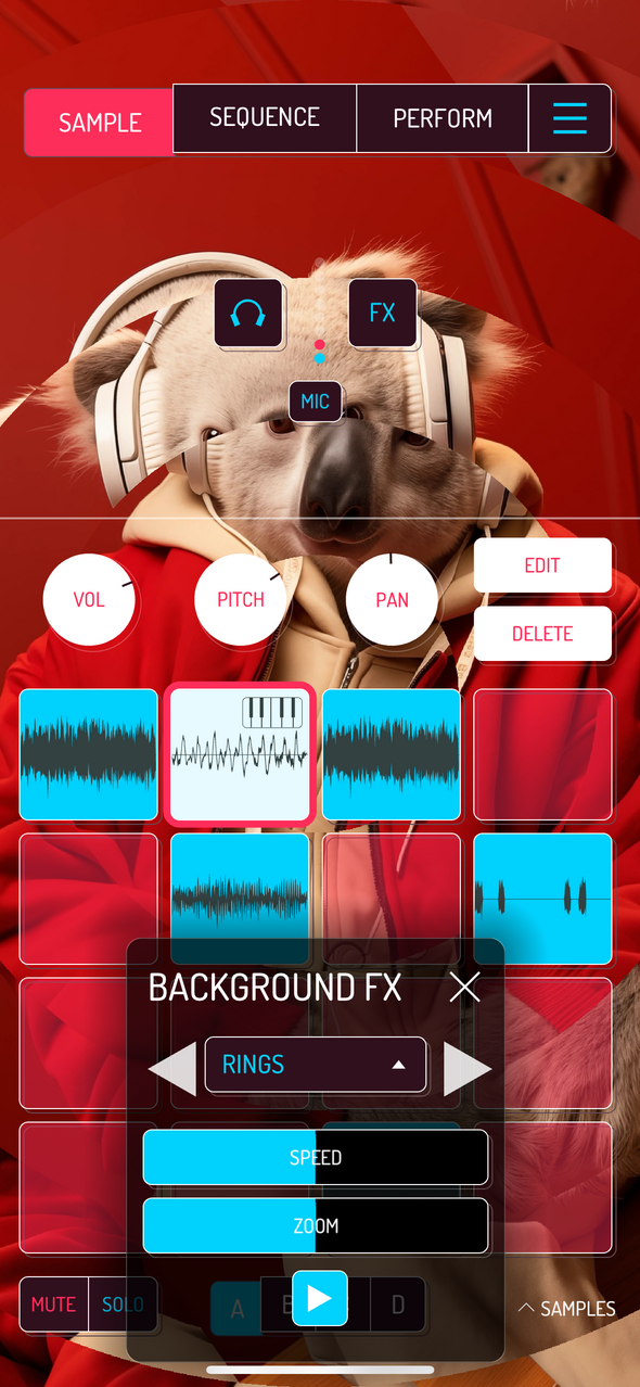Background FX Rings — Phone 화면