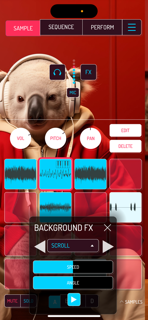 Background FX Scroll — Phone 화면