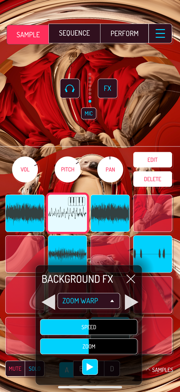 Background FX Zoom Warp — Phone 화면