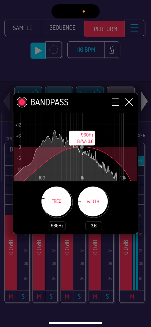 Bandpass effect — Phone 화면