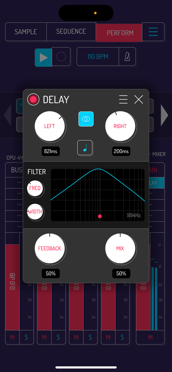 Delay effect — Phone 화면