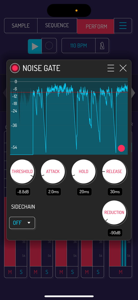 Noise gate effect — Phone 화면