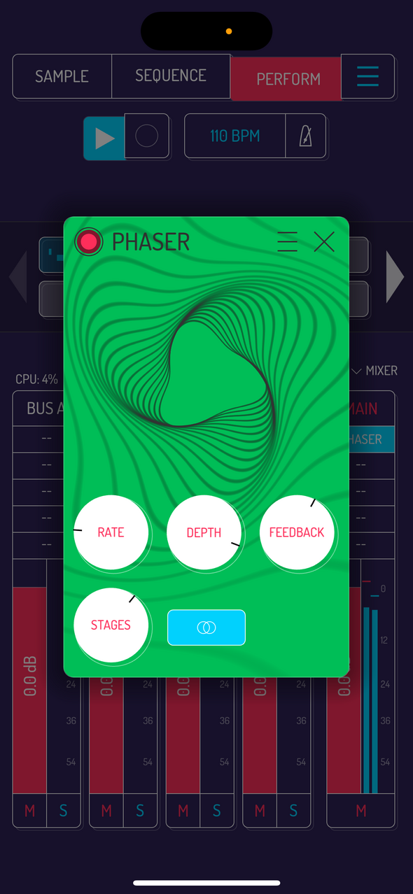 Phaser effect — Phone 화면