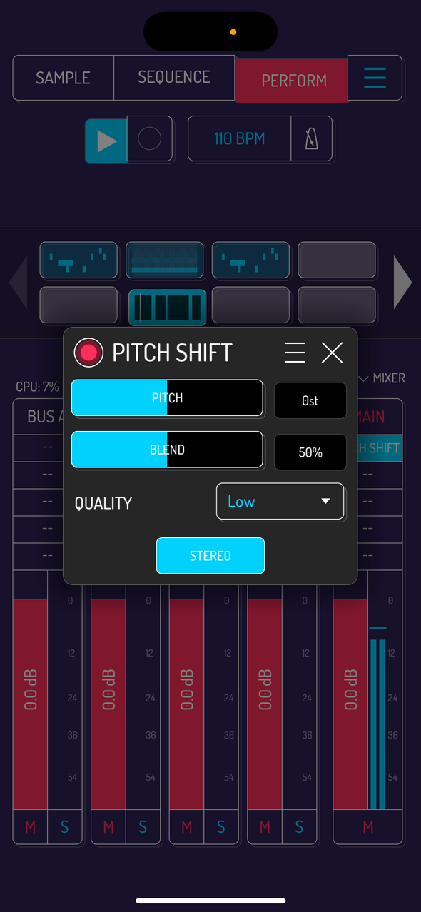 Pitch shift effect — Phone 화면