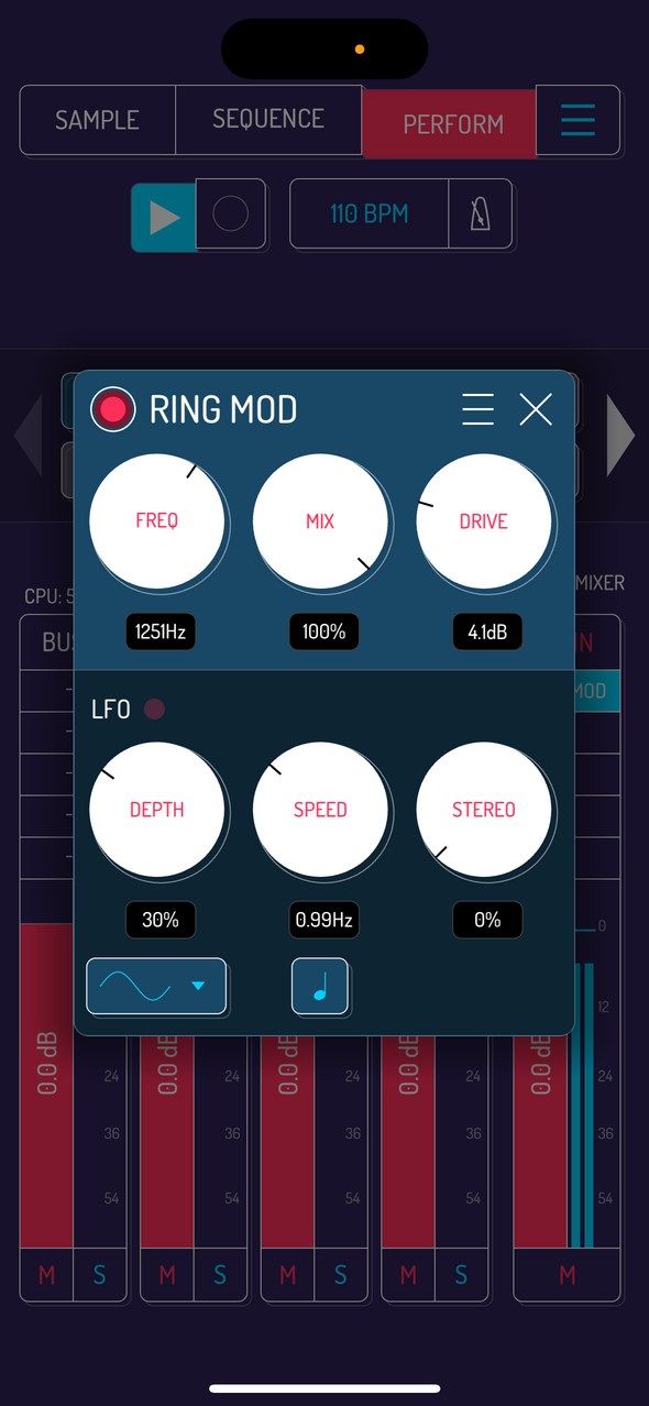 Ring mod effect — Phone 화면