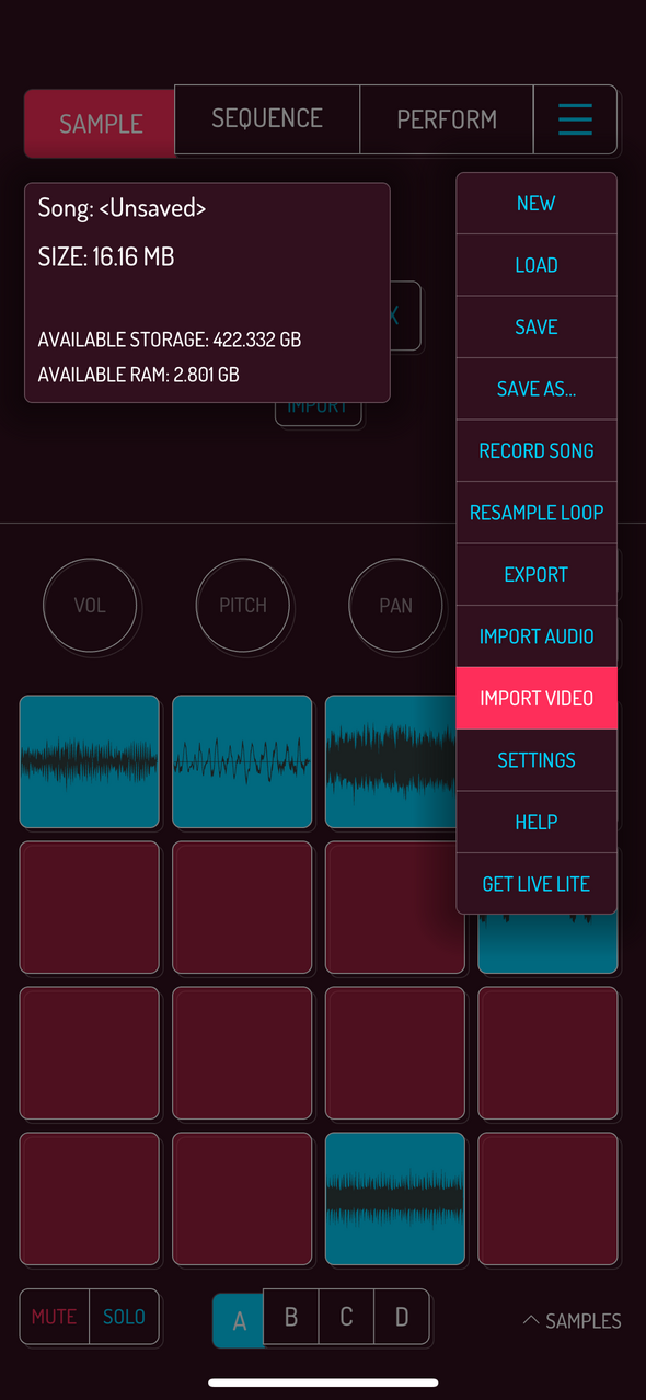 Import video from the menu — Phone 화면