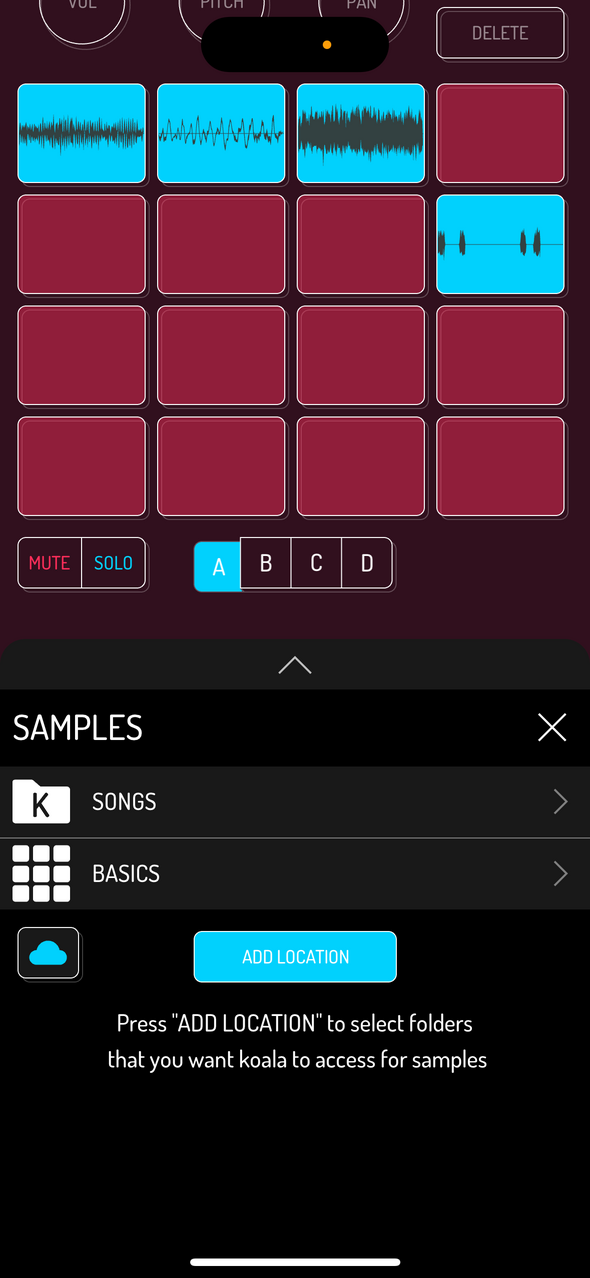 Add location to samples browser — Phone 화면