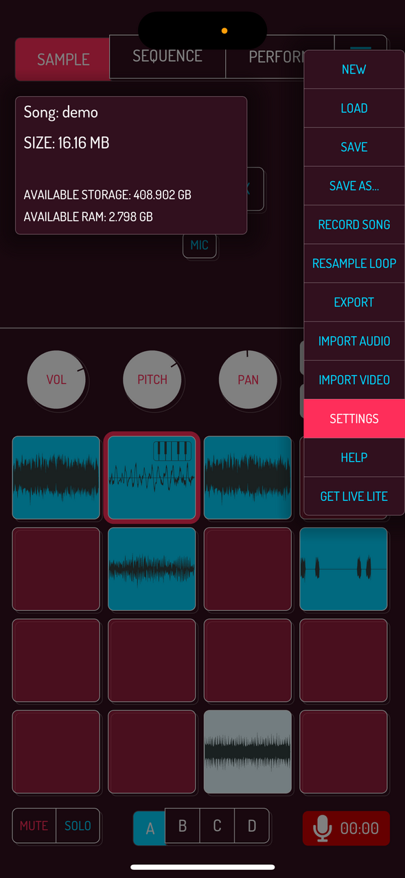 Settings menu option — Phone 화면