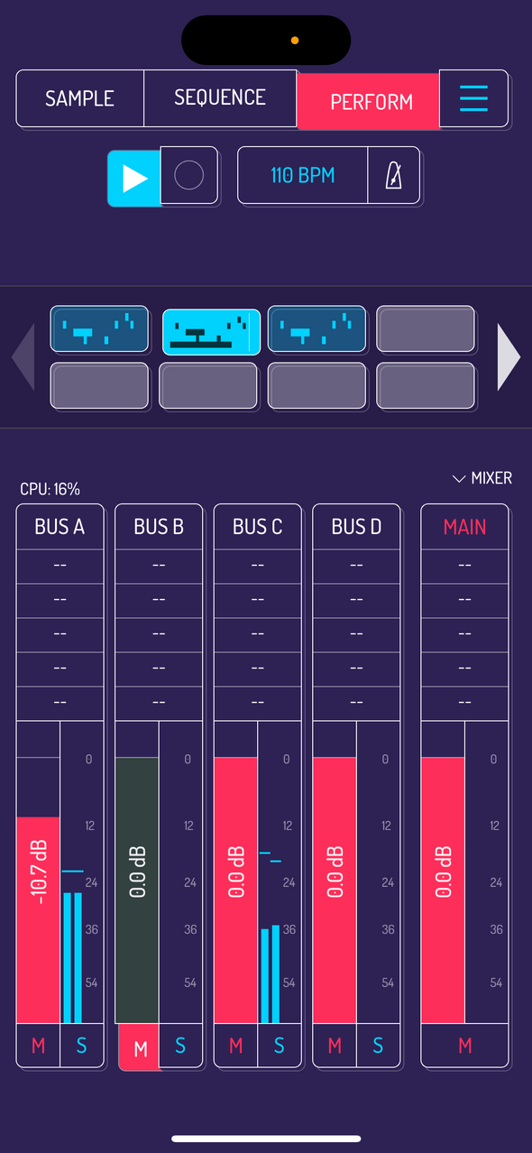Muted mixer channel — Phone 화면