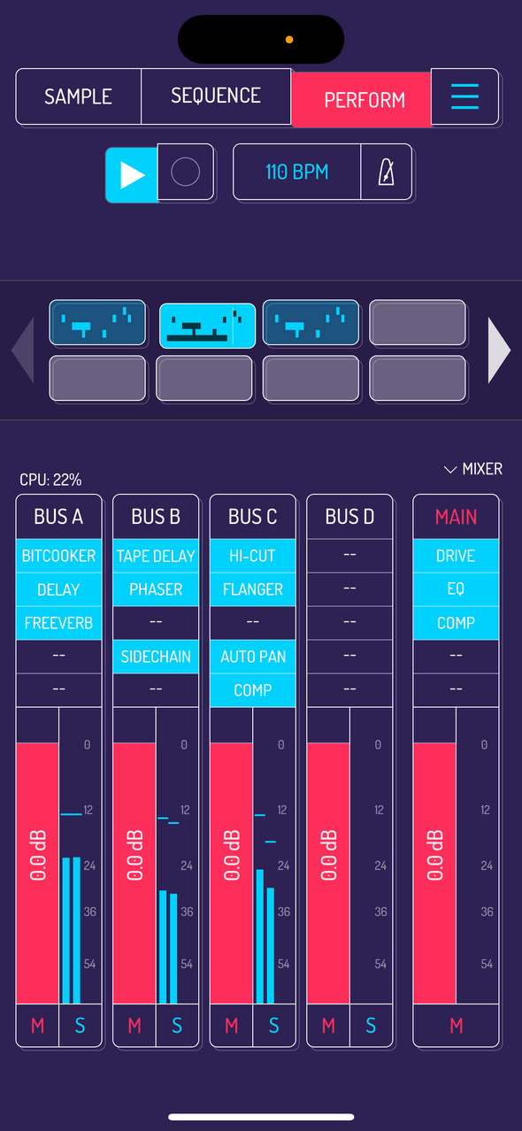 Mixer effects — Phone 화면