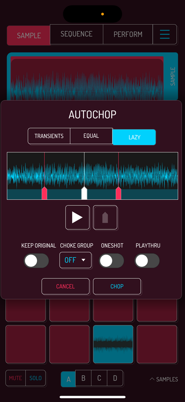 Autochop add marker — Phone 화면