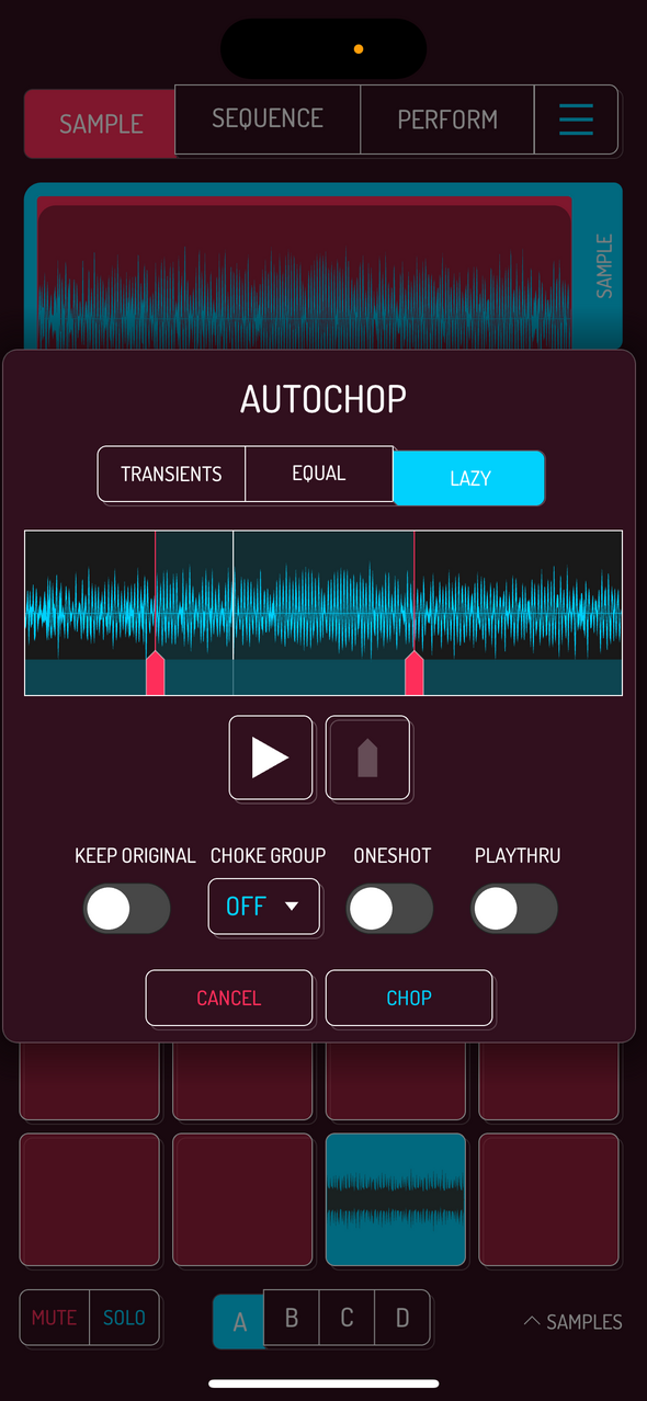 Autochop preview chop — Phone 화면