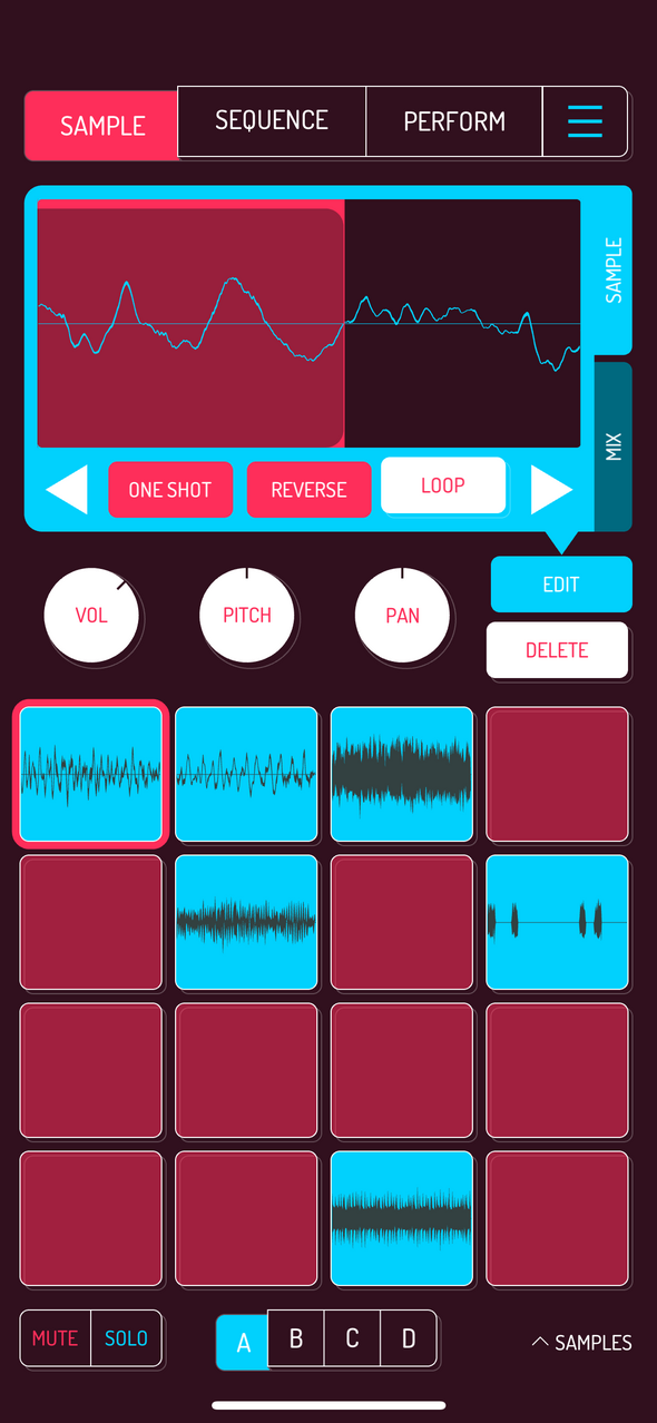 First screen of editor controls — Phone 화면
