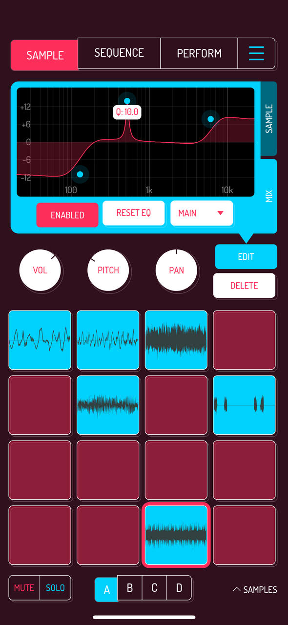 EQ Q setting — Phone 화면