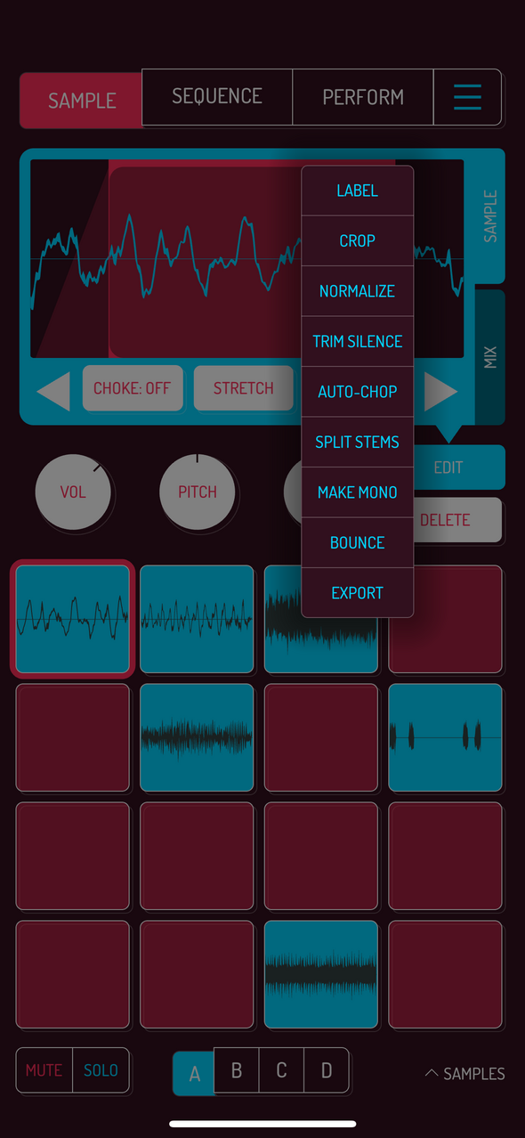 Tools menu — Phone 화면