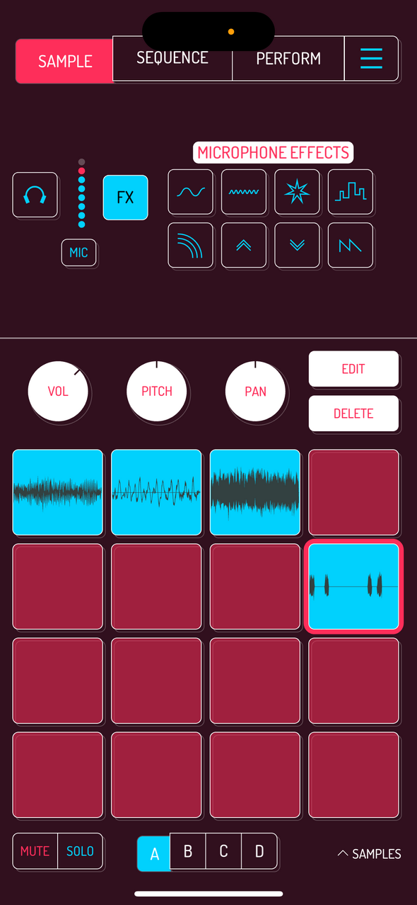 Mic effects — Phone 화면