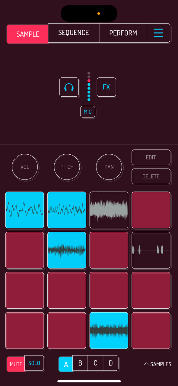 Mute and Solo — Phone 화면