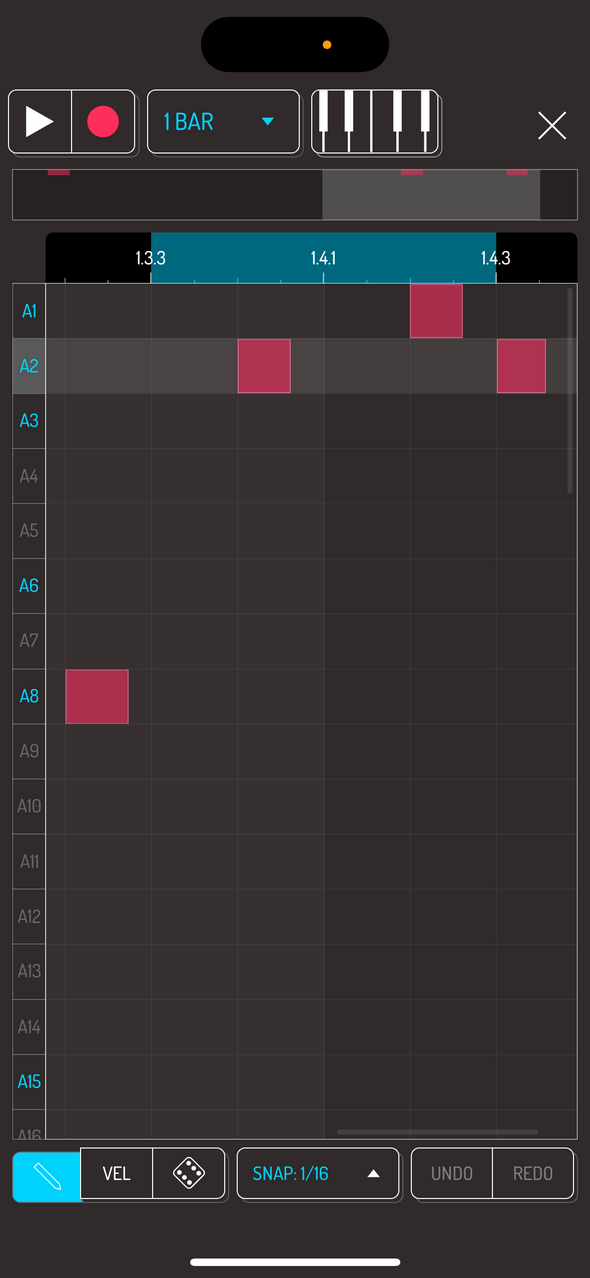 Zoomed in grid area — Phone 화면
