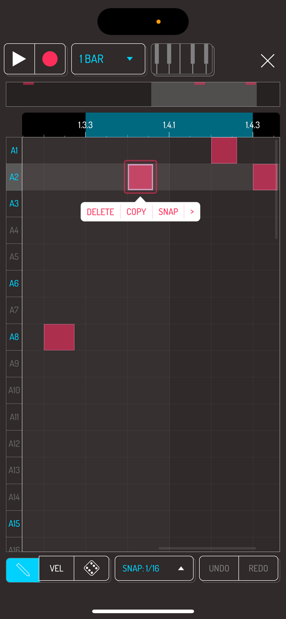 Note menu — Phone 화면