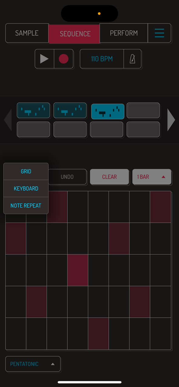 Keyboard mode dropdown — Phone 화면